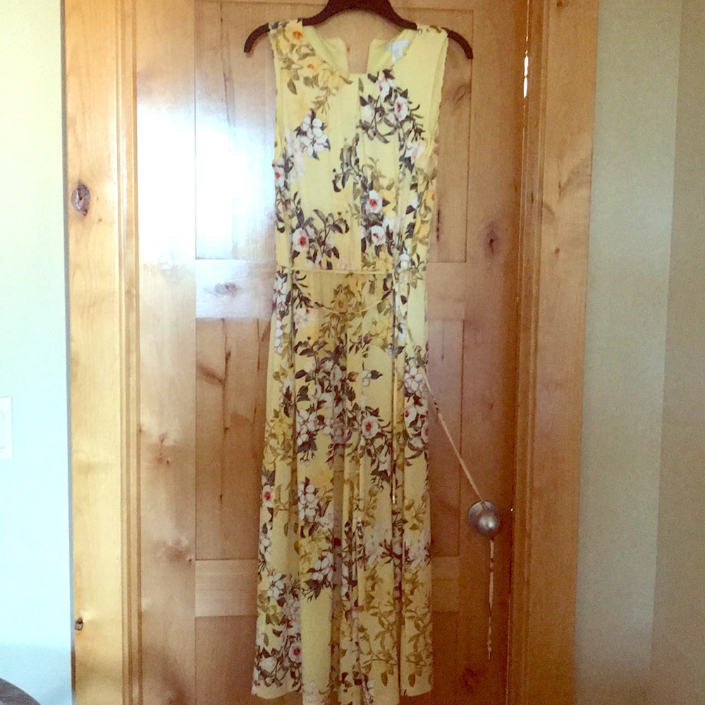 Yellow wide leg 3/4 length jumpsuit